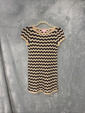 Lilly Pulitzer Black and Cream Chevron Knit Mini Dress